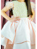 Light Pink Satin Pearl Embellished Flower Girl Dress